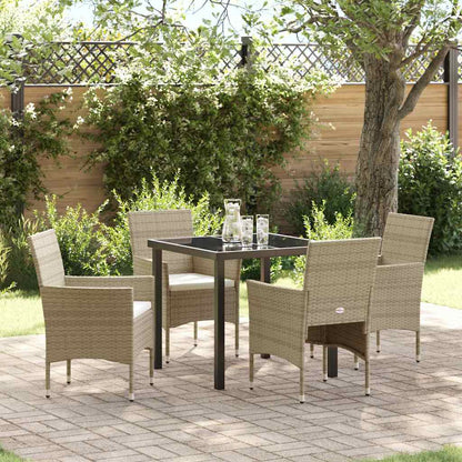 Garten Essgruppe mit Kissen 5 pcs Beige Poly Rattan