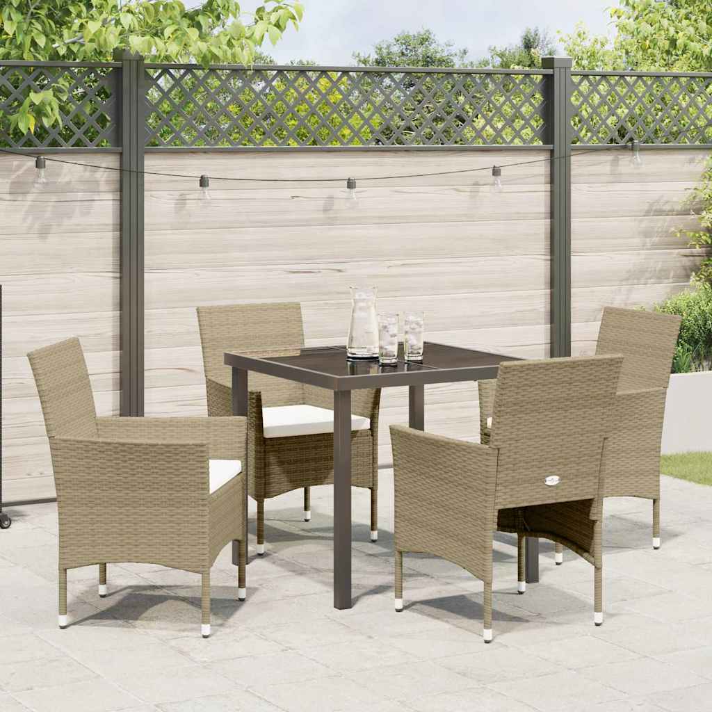 Garten Essgruppe mit Kissen 5 pcs Beige Poly Rattan