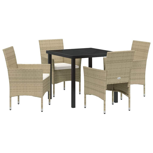 Garten Essgruppe mit Kissen 5 pcs Beige Poly Rattan