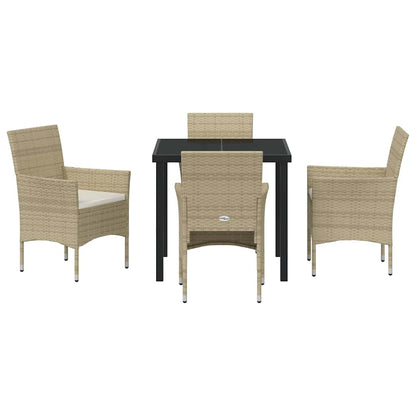 Garten Essgruppe mit Kissen 5 pcs Beige Poly Rattan
