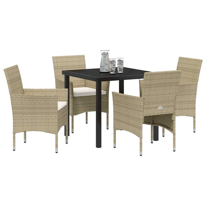 Garten Essgruppe mit Kissen 5 pcs Beige Poly Rattan
