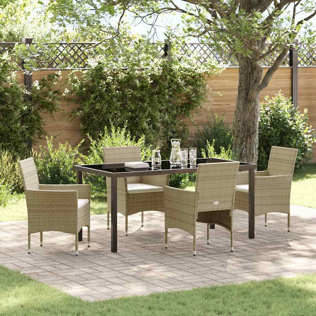 Garten Essgruppe mit Kissen 5 pcs Beige Poly Rattan