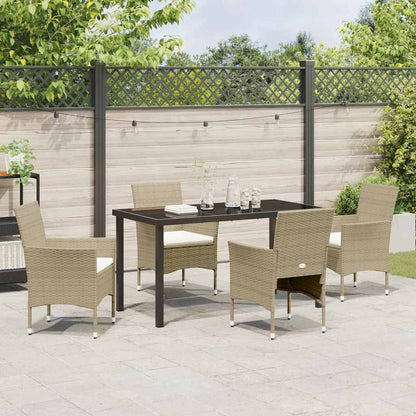 Garten Essgruppe mit Kissen 5 pcs Beige Poly Rattan