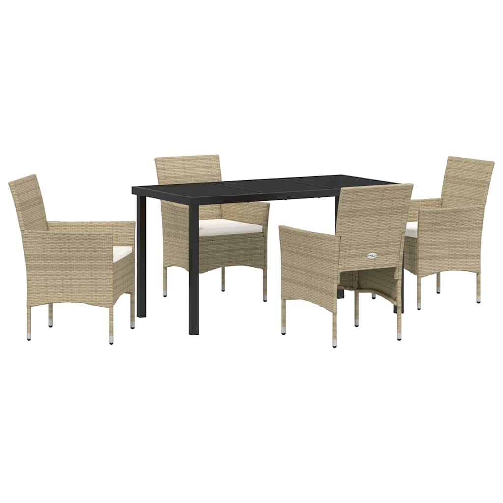 Garten Essgruppe mit Kissen 5 pcs Beige Poly Rattan