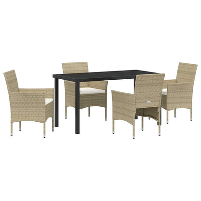 Garten Essgruppe mit Kissen 5 pcs Beige Poly Rattan