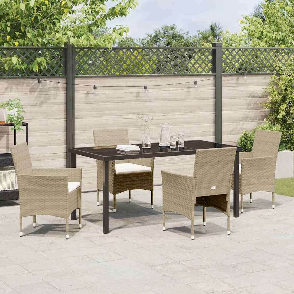 Garten Essgruppe mit Kissen 5 pcs Beige Poly Rattan
