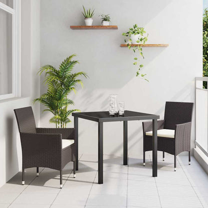 Garten Essgruppe mit Kissen 3 pcs Braun Poly Rattan