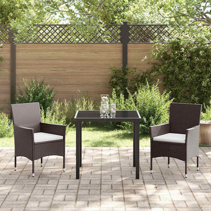 Garten Essgruppe mit Kissen 3 pcs Braun Poly Rattan