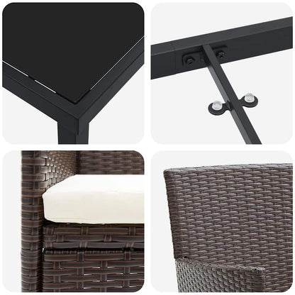 Garten Essgruppe mit Kissen 5 pcs Braun Poly Rattan