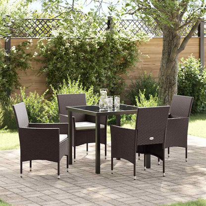 Garten Essgruppe mit Kissen 5 pcs Braun Poly Rattan