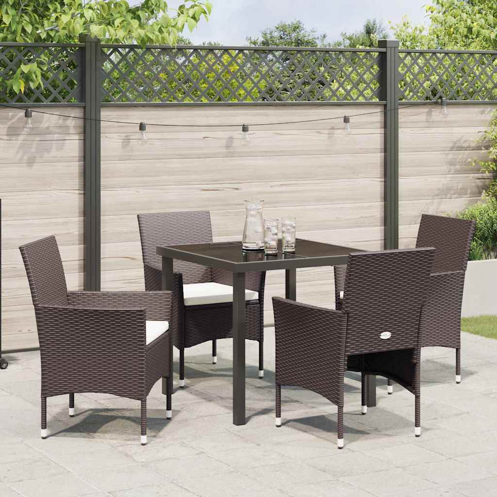 Garten Essgruppe mit Kissen 5 pcs Braun Poly Rattan