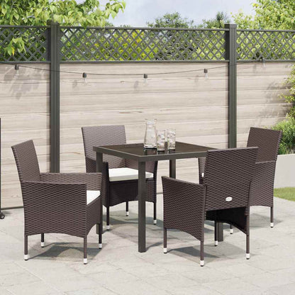 Garten Essgruppe mit Kissen 5 pcs Braun Poly Rattan