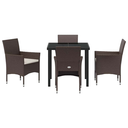 Garten Essgruppe mit Kissen 5 pcs Braun Poly Rattan