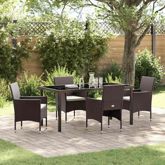 Garten Essgruppe mit Kissen 5 pcs Braun Poly Rattan