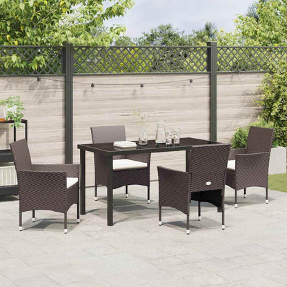 Garten Essgruppe mit Kissen 5 pcs Braun Poly Rattan
