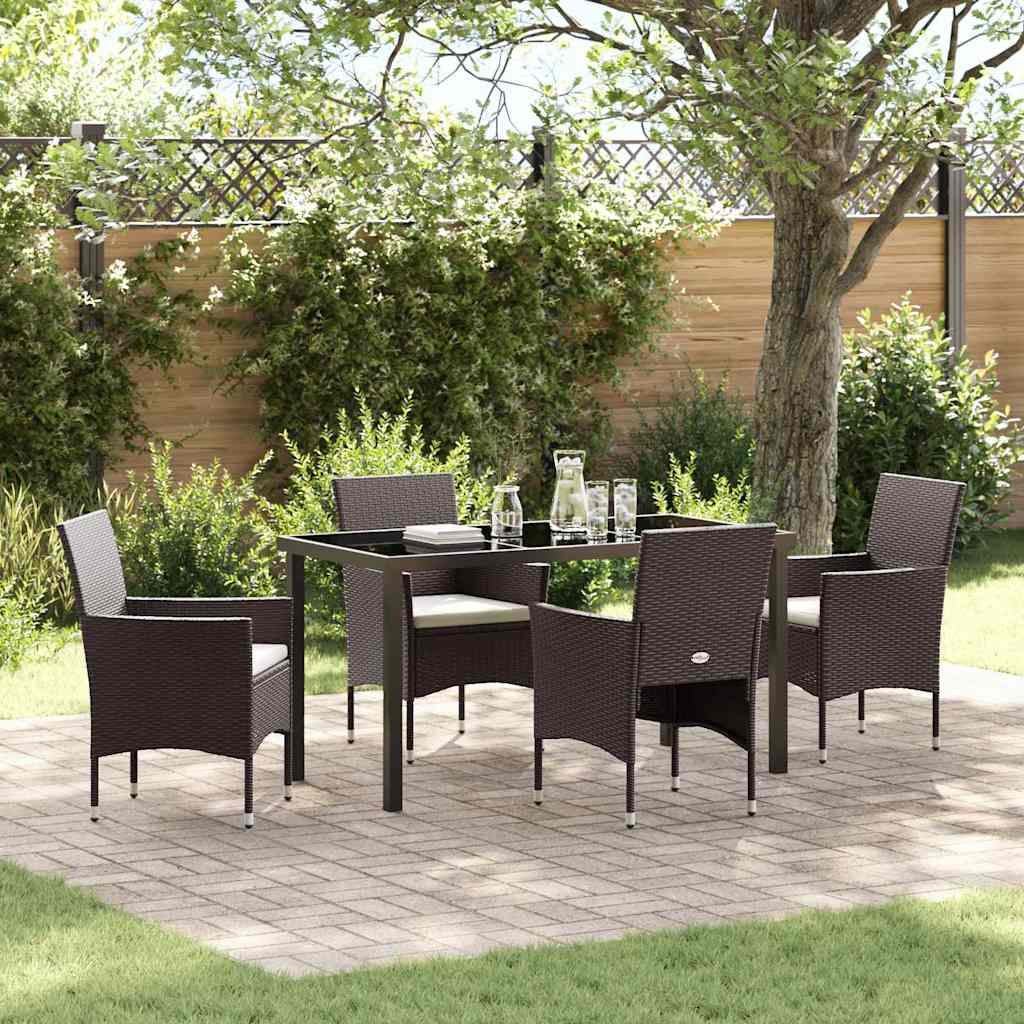 Garten Essgruppe mit Kissen 5 pcs Braun Poly Rattan