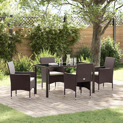 Garten Essgruppe mit Kissen 5 pcs Braun Poly Rattan