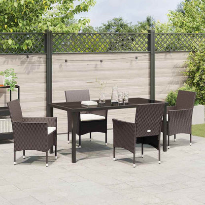 Garten Essgruppe mit Kissen 5 pcs Braun Poly Rattan