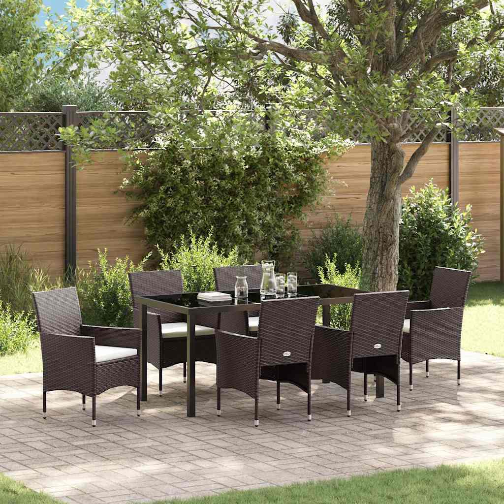 Garten Essgruppe mit Kissen 7 pcs Braun Poly Rattan