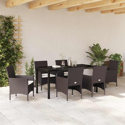 Garten Essgruppe mit Kissen 7 pcs Braun Poly Rattan