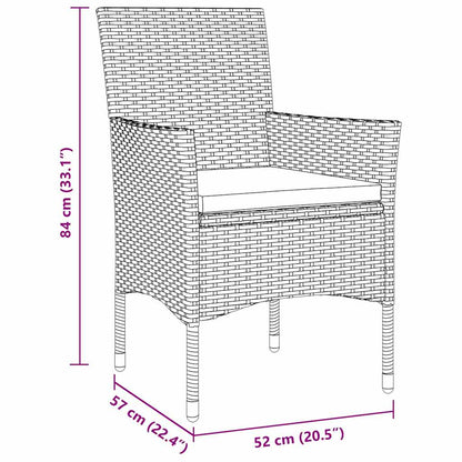 Garten Essgruppe mit Kissen 7 pcs Braun Poly Rattan