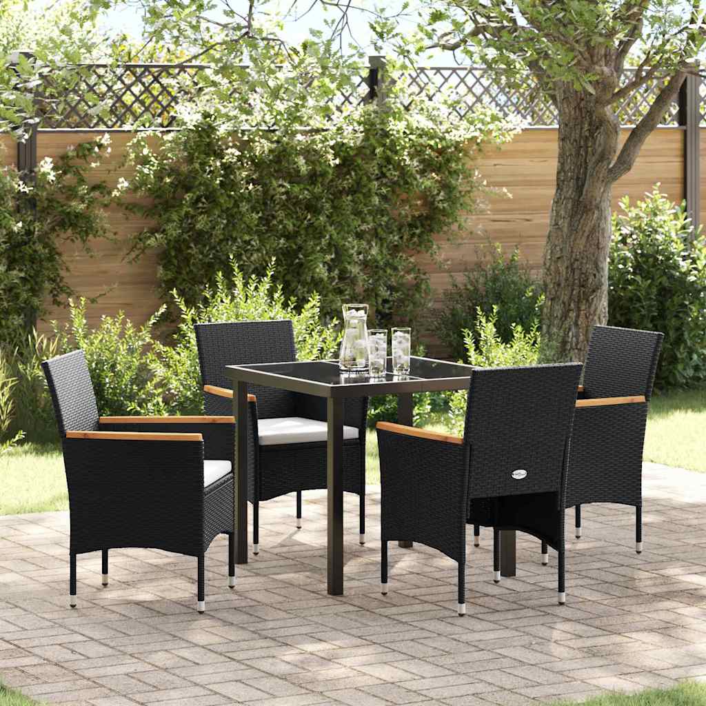 Garten Essgruppe mit Kissen 5 pcs Schwarz Poly Rattan