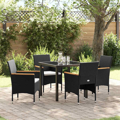 Garten Essgruppe mit Kissen 5 pcs Schwarz Poly Rattan