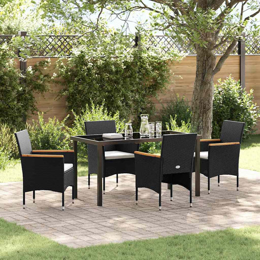 Garten Essgruppe mit Kissen 5 pcs Schwarz Poly Rattan