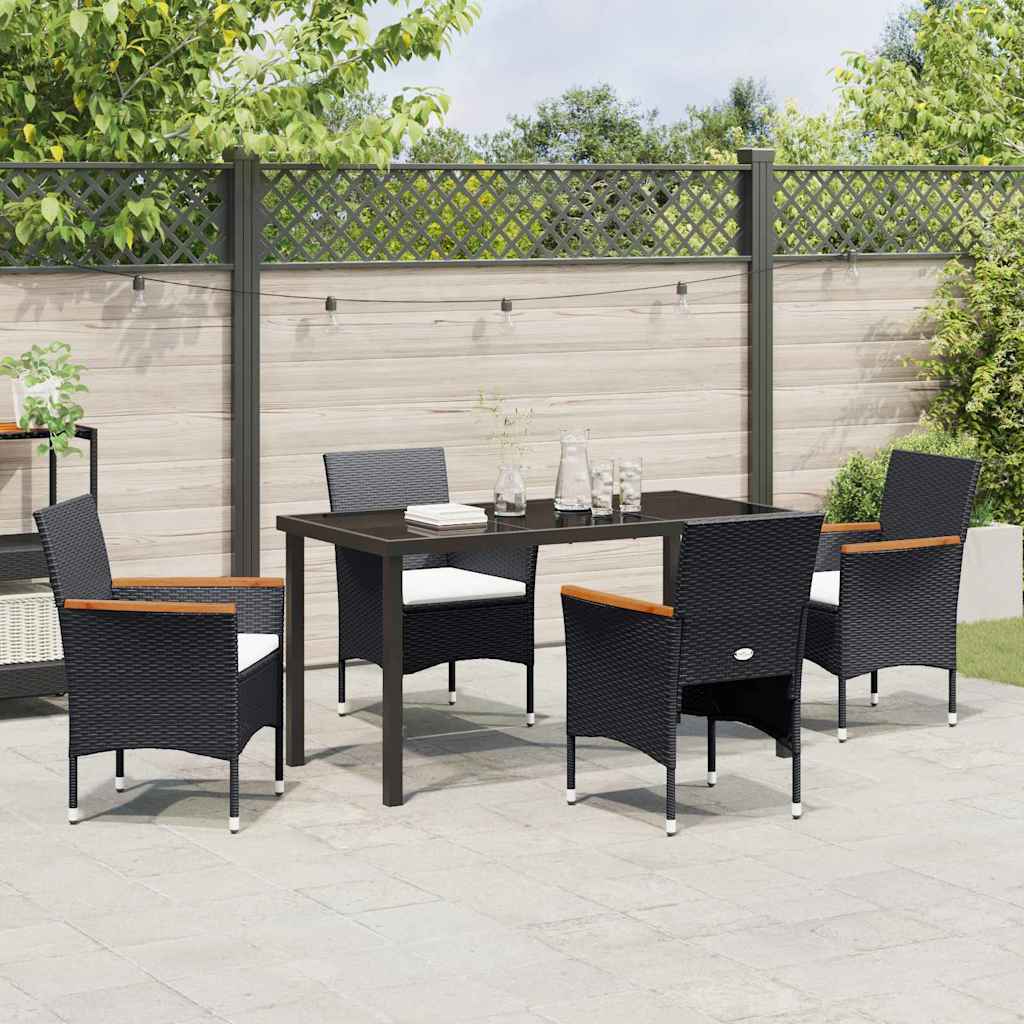 Garten Essgruppe mit Kissen 5 pcs Schwarz Poly Rattan