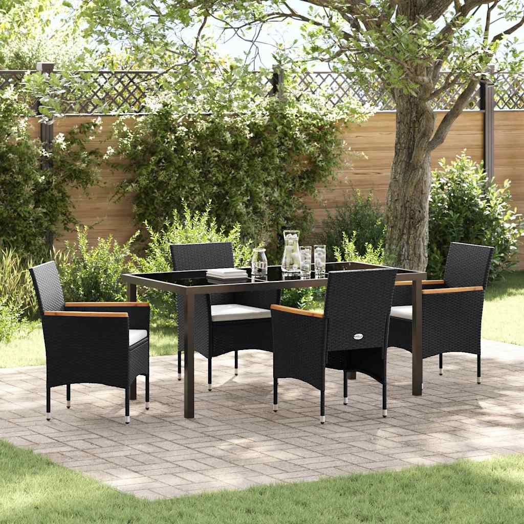 Garten Essgruppe mit Kissen 5 pcs Schwarz Poly Rattan
