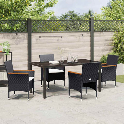 Garten Essgruppe mit Kissen 5 pcs Schwarz Poly Rattan