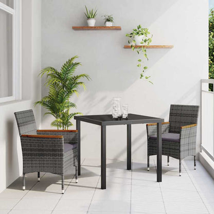 Garten Essgruppe mit Kissen 3 pcs Grau Poly Rattan