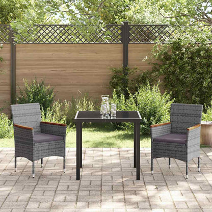 Garten Essgruppe mit Kissen 3 pcs Grau Poly Rattan