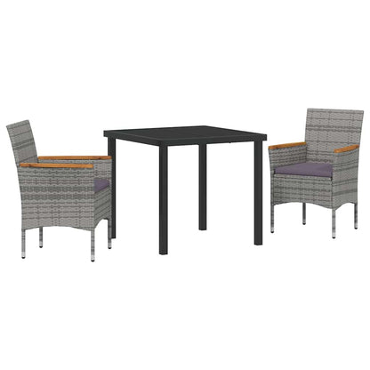 Garten Essgruppe mit Kissen 3 pcs Grau Poly Rattan