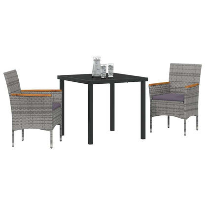 Garten Essgruppe mit Kissen 3 pcs Grau Poly Rattan