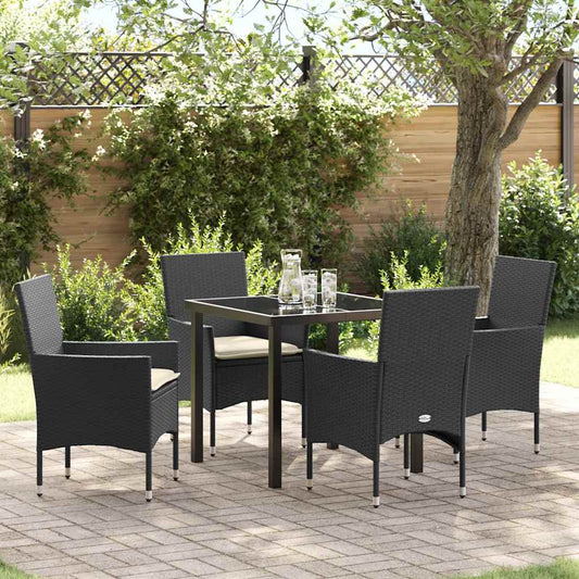 Garten Essgruppe mit Kissen 5 pcs Schwarz Poly Rattan