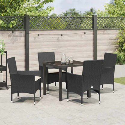 Garten Essgruppe mit Kissen 5 pcs Schwarz Poly Rattan