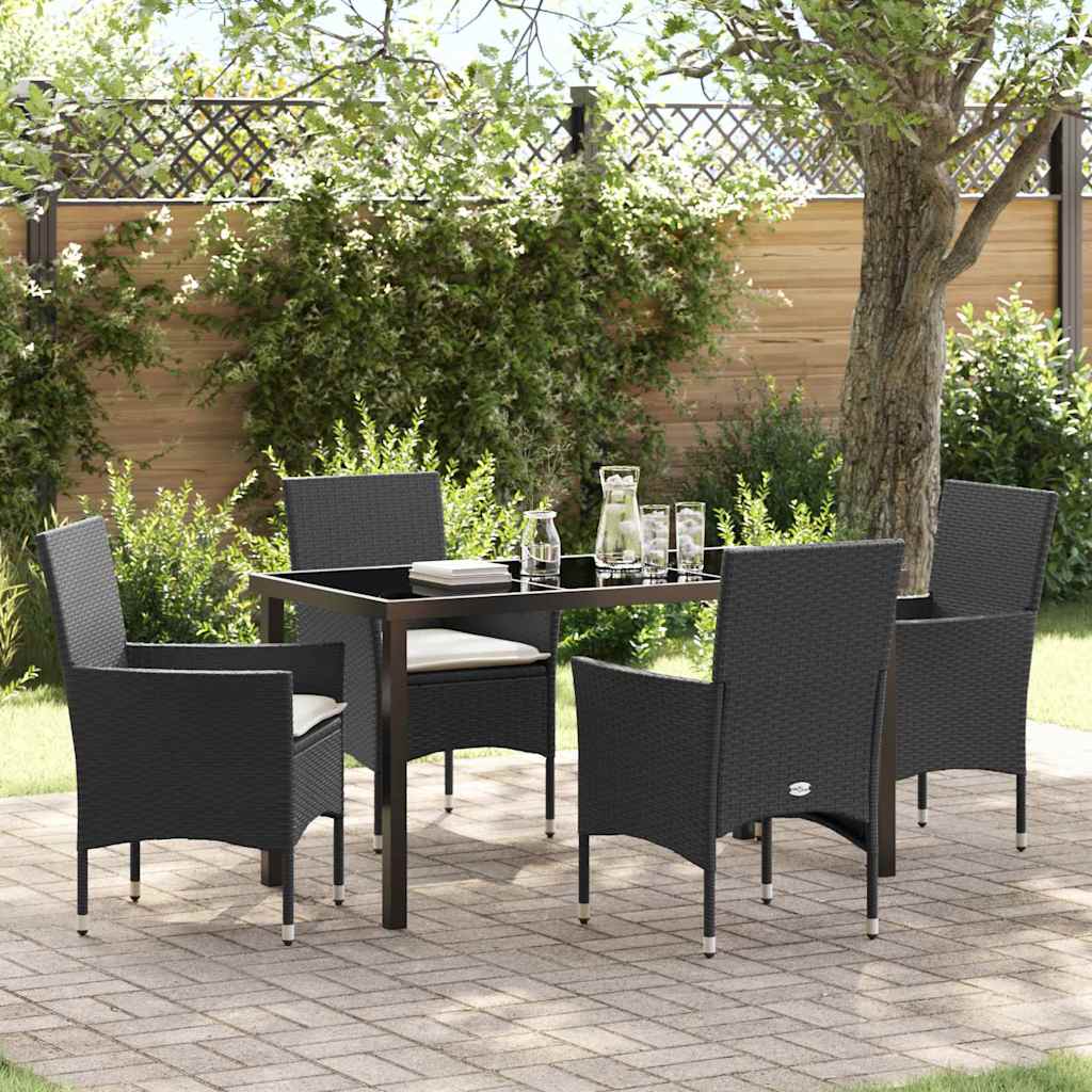Garten Essgruppe mit Kissen 5 pcs Schwarz Poly Rattan
