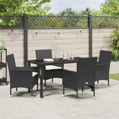 Garten Essgruppe mit Kissen 5 pcs Schwarz Poly Rattan