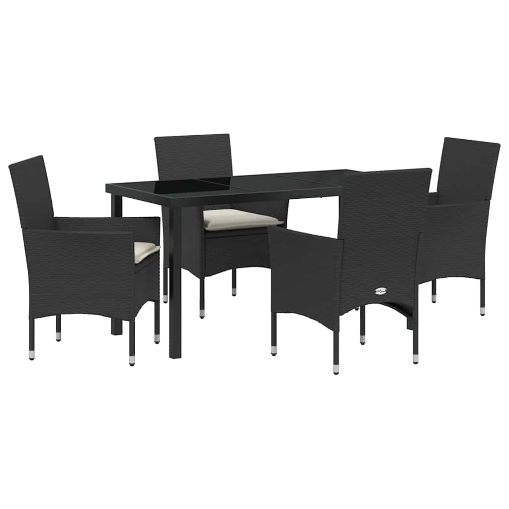 Garten Essgruppe mit Kissen 5 pcs Schwarz Poly Rattan