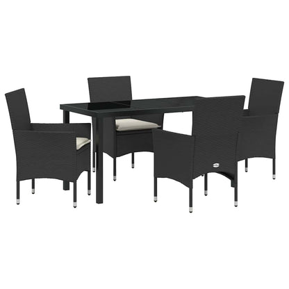 Garten Essgruppe mit Kissen 5 pcs Schwarz Poly Rattan