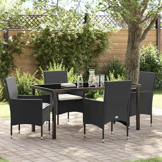 Garten Essgruppe mit Kissen 5 pcs Schwarz Poly Rattan