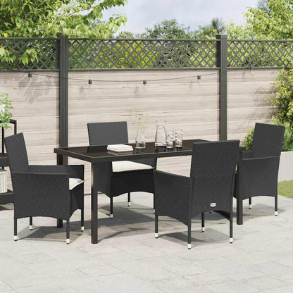 Garten Essgruppe mit Kissen 5 pcs Schwarz Poly Rattan