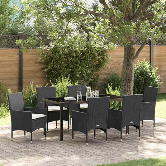 Garten Essgruppe mit Kissen 7 pcs Schwarz Poly Rattan