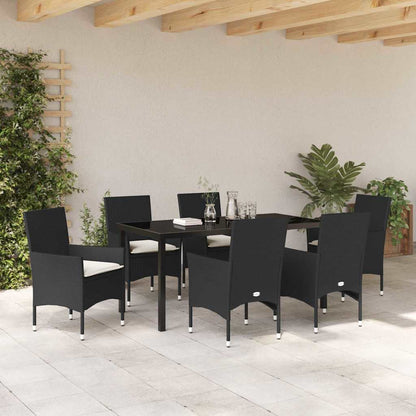 Garten Essgruppe mit Kissen 7 pcs Schwarz Poly Rattan