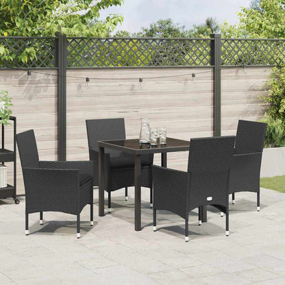 Garten Essgruppe mit Kissen 5 pcs Schwarz Poly Rattan