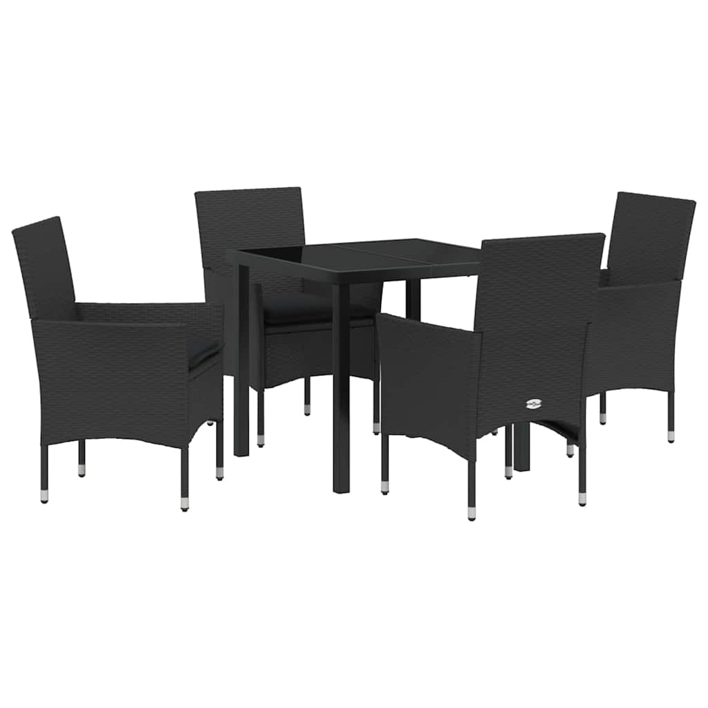 Garten Essgruppe mit Kissen 5 pcs Schwarz Poly Rattan
