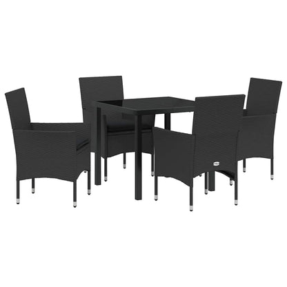 Garten Essgruppe mit Kissen 5 pcs Schwarz Poly Rattan