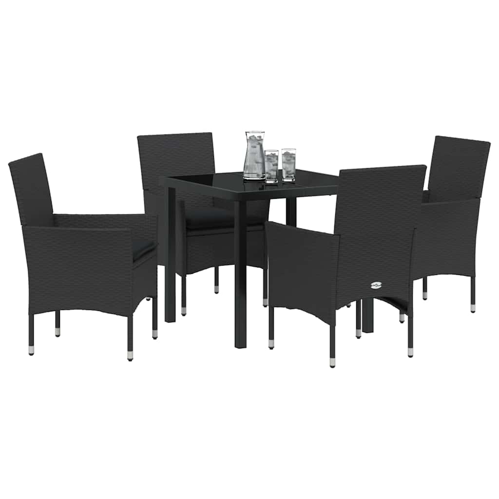 Garten Essgruppe mit Kissen 5 pcs Schwarz Poly Rattan
