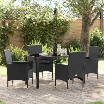 Garten Essgruppe mit Kissen 5 pcs Schwarz Poly Rattan